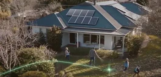 A sunlit home and garden.